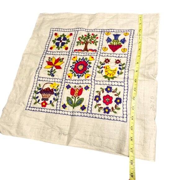 Handmade Needlepoint Embroidery Sampler Wall Hanging‎ Pillow Cover - Unmade - Picture 8 of 11